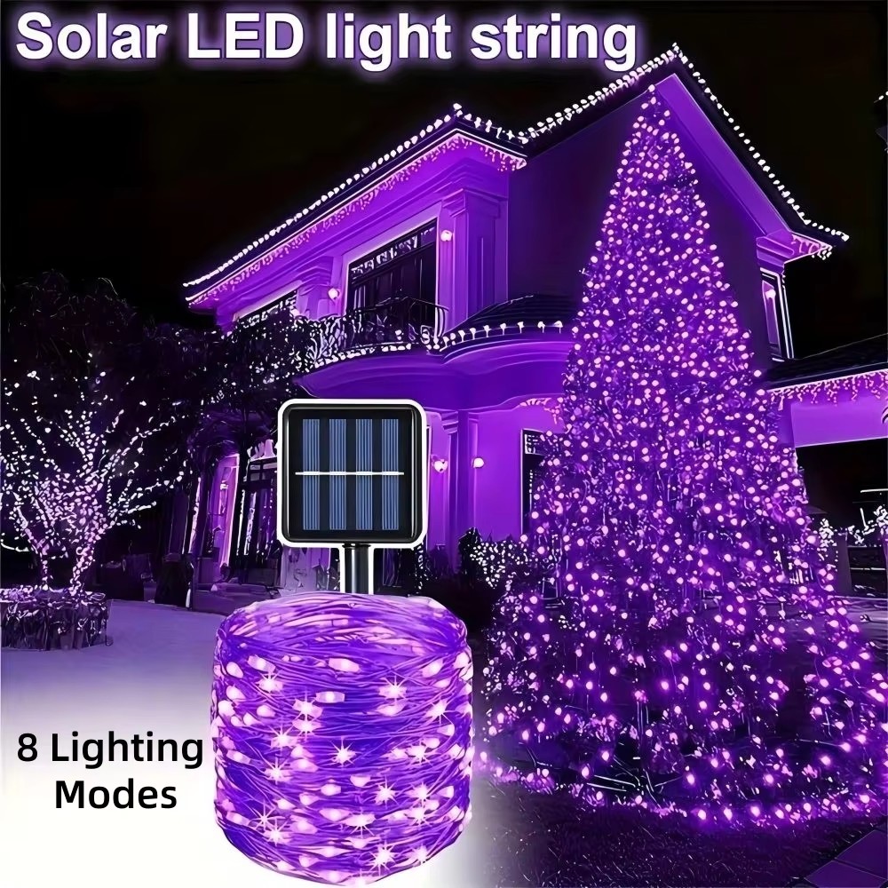 Halloween Led String Lights Orange - 1/2PC12M100LED Halloween Decoration Solar LED Copper