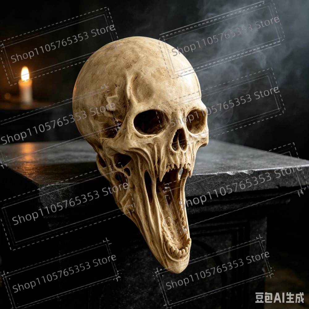 Gothic Screaming Skull Statue  - огляд і ціна Halloween Skeleton Decoration