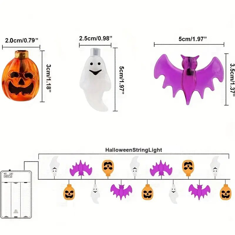 Cute Pumpkin Bat Ghost Hallowe - огляд і ціна Halloween Led String Lights Orange