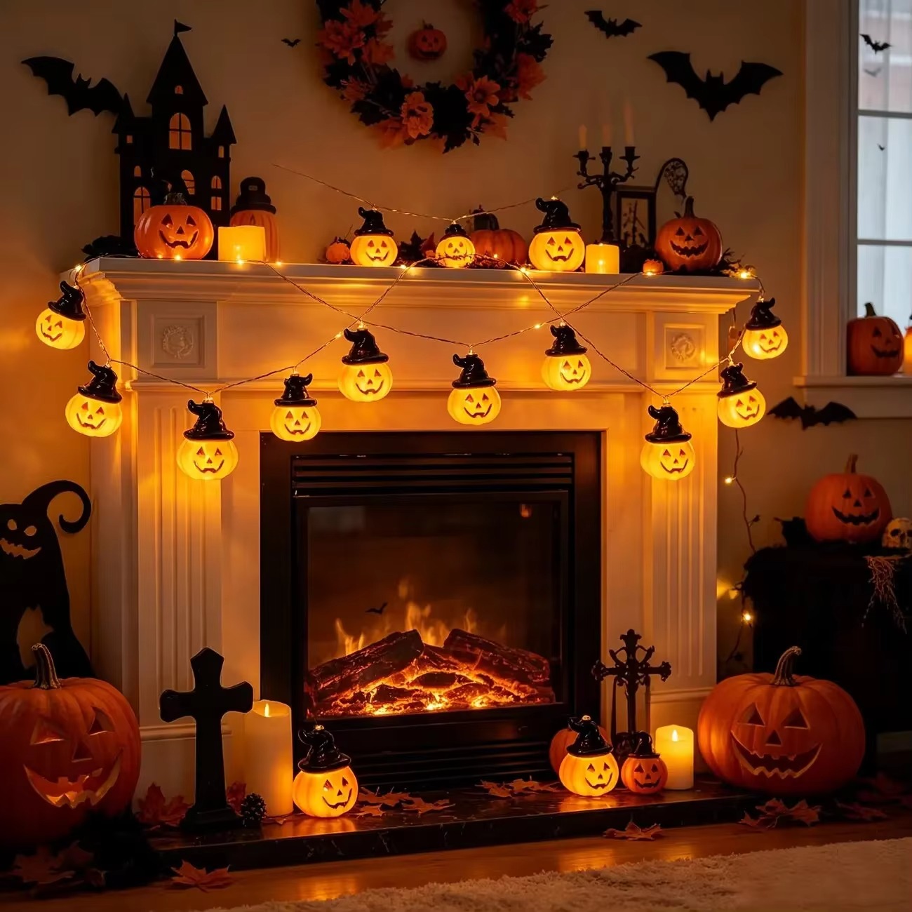 Witch Hat Pumpkin Fairy String - огляд і ціна Halloween Led String Lights Orange