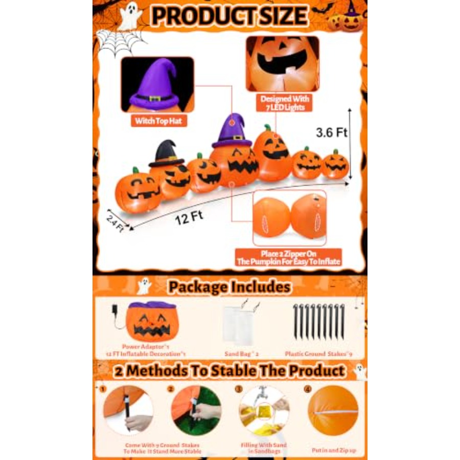 Outdoor Halloween inflatable p - огляд і ціна Halloween Pumpkin Decor Led