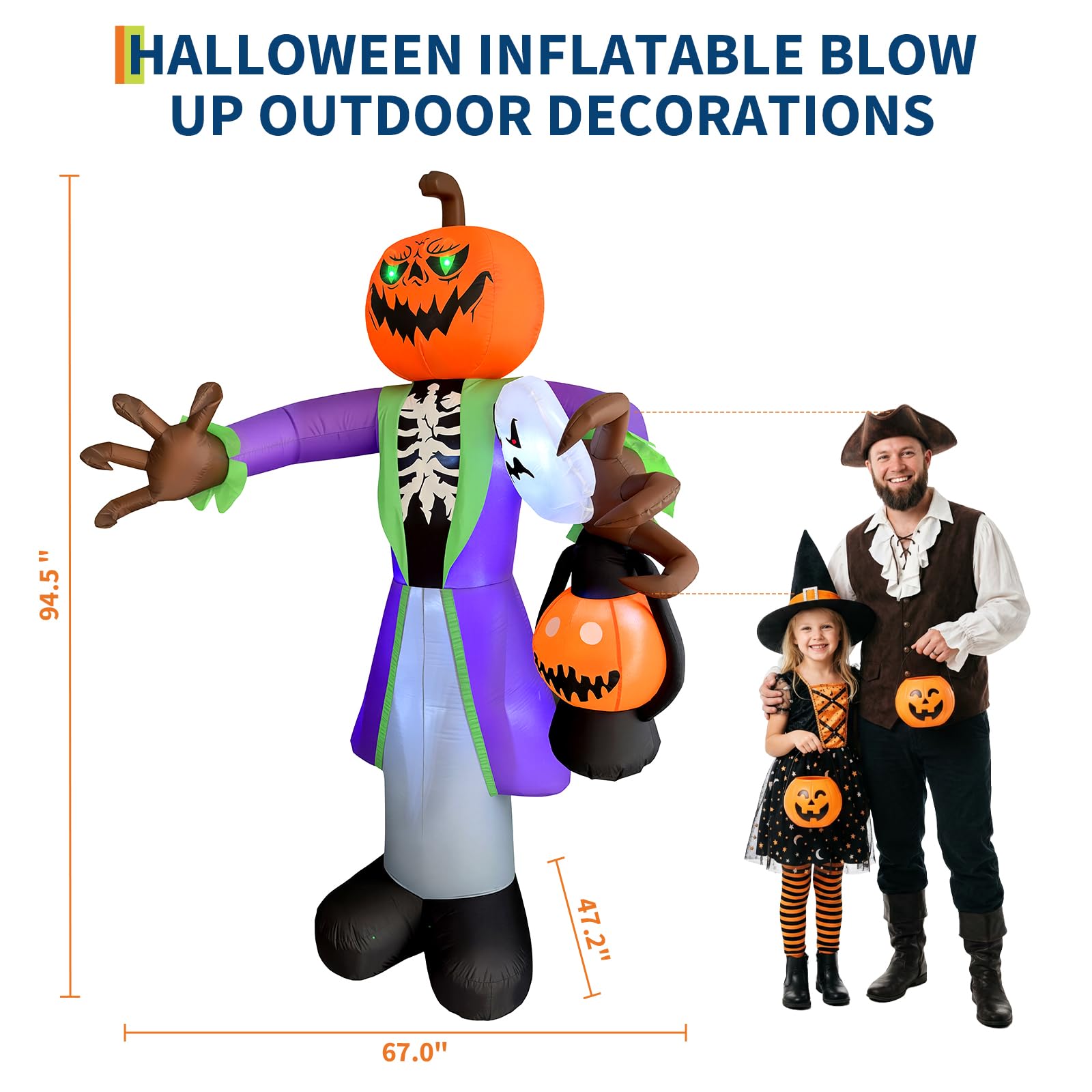 8ft Lighted Halloween Inflatab - огляд і ціна Pumpkin Lantern Halloween